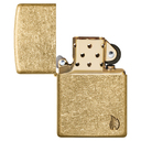 Зажигалка ZIPPO Armor® Пламя c покрытием Искусственно состаренная латунь | Flame Tumbled Brass, латунь/сталь, золотистая, 38x13x57 мм для нанесения логотипа