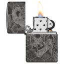 Зажигалка ZIPPO Грибы и черепа с черным глянцевым покрытием | Mushroom Skulls High Polish Black, латунь/сталь, черная, глянцевая, 38x13x57 мм для нанесения логотипа