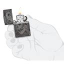 Зажигалка ZIPPO Грибы и черепа с черным глянцевым покрытием | Mushroom Skulls High Polish Black, латунь/сталь, черная, глянцевая, 38x13x57 мм для нанесения логотипа