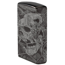 Зажигалка ZIPPO Грибы и черепа с черным глянцевым покрытием | Mushroom Skulls High Polish Black, латунь/сталь, черная, глянцевая, 38x13x57 мм для нанесения логотипа