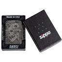 Зажигалка ZIPPO Грибы и черепа с черным глянцевым покрытием | Mushroom Skulls High Polish Black, латунь/сталь, черная, глянцевая, 38x13x57 мм для нанесения логотипа