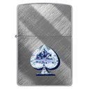 Зажигалка ZIPPO Сверкающая карта Пик с покрытием Диагональное плетение | Gleaming Spade Design Diagonal Weave, латунь/сталь, серебристая, 38x13x57 мм для нанесения логотипа