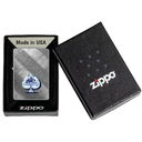 Зажигалка ZIPPO Сверкающая карта Пик с покрытием Диагональное плетение | Gleaming Spade Design Diagonal Weave, латунь/сталь, серебристая, 38x13x57 мм для нанесения логотипа
