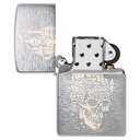 Зажигалка ZIPPO Замок черепа с покрытием матовый хром | Skull Castle Design Brushed Chrome, латунь/сталь, серебристая, 38x13x57 мм для нанесения логотипа