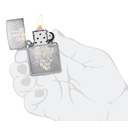 Зажигалка ZIPPO Замок черепа с покрытием матовый хром | Skull Castle Design Brushed Chrome, латунь/сталь, серебристая, 38x13x57 мм для нанесения логотипа