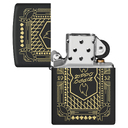 Зажигалка ZIPPO Линейный мотив с черным матовым покрытием | Lines Design Black Matte, латунь/сталь, черная, матовая, 38x13x57 мм для нанесения логотипа