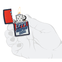Зажигалка ZIPPO Заглавные буквы с темно-синем матовым покрытием | Color Block Design Navy Matte, латунь/сталь, синяя, 38x13x57 мм для нанесения логотипа