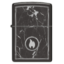 Зажигалка ZIPPO Пламя на мраморе с глянцевым черным покрытием | Marble Flame High Polish Black, латунь/сталь, черная, глянцевая, 38x13x57 мм для нанесения логотипа