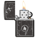 Зажигалка ZIPPO Пламя на мраморе с глянцевым черным покрытием | Marble Flame High Polish Black, латунь/сталь, черная, глянцевая, 38x13x57 мм для нанесения логотипа