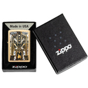 Зажигалка ZIPPO Пламя в стиле ар-деко с покрытием Глянцевая латунь | Art Deco Flame High Polish Brass, латунь/сталь, золотистая, 38x13x57мм для нанесения логотипа
