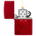 Зажигалка ZIPPO Оттиск сердца с покрытием Красное карамелизированное яблоко | Stamped Heart Candy Apple Red™,латунь/сталь,красная,глянцевая,38x13x57мм для нанесения логотипа