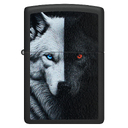 Зажигалка ZIPPO Два волка с черным матовым покрытием | Two Wolves Black Matte, латунь/сталь, черная, 38x13x57 мм для нанесения логотипа