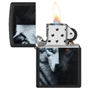 Зажигалка ZIPPO Два волка с черным матовым покрытием | Two Wolves Black Matte, латунь/сталь, черная, 38x13x57 мм для нанесения логотипа