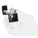 Зажигалка ZIPPO Два волка с черным матовым покрытием | Two Wolves Black Matte, латунь/сталь, черная, 38x13x57 мм для нанесения логотипа