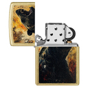 Зажигалка ZIPPO Рычащий гризли с покрытием поцарапанная латунь | Grizzly Roar Design Street Brass, латунь/сталь, золотистая, 38x13x57 мм для нанесения логотипа
