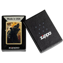 Зажигалка ZIPPO Рычащий гризли с покрытием поцарапанная латунь | Grizzly Roar Design Street Brass, латунь/сталь, золотистая, 38x13x57 мм для нанесения логотипа