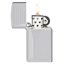 Зажигалка ZIPPO узкая с лазерным узором с покрытием глянцевый хром | Slim® Laser Pattern High Polish Chrome, латунь/сталь, серебристая, 29x10x60 мм для нанесения логотипа