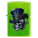 Зажигалка ZIPPO Скелет в стиле стимпанк с кислотным зеленым покрытием | Steampunk Skeleton Lurid, латунь/сталь, зеленая, глянцевая, 38x13x57 мм для нанесения логотипа