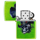 Зажигалка ZIPPO Скелет в стиле стимпанк с кислотным зеленым покрытием | Steampunk Skeleton Lurid, латунь/сталь, зеленая, глянцевая, 38x13x57 мм для нанесения логотипа