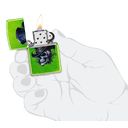 Зажигалка ZIPPO Скелет в стиле стимпанк с кислотным зеленым покрытием | Steampunk Skeleton Lurid, латунь/сталь, зеленая, глянцевая, 38x13x57 мм для нанесения логотипа