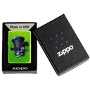 Зажигалка ZIPPO Скелет в стиле стимпанк с кислотным зеленым покрытием | Steampunk Skeleton Lurid, латунь/сталь, зеленая, глянцевая, 38x13x57 мм для нанесения логотипа