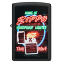 Зажигалка ZIPPO Неоновая вывеска с черным матовым покрытием | Zippo Design Black Matte, латунь/сталь, черная, матовая, 38x13x57 мм для нанесения логотипа