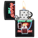 Зажигалка ZIPPO Неоновая вывеска с черным матовым покрытием | Zippo Design Black Matte, латунь/сталь, черная, матовая, 38x13x57 мм для нанесения логотипа