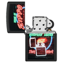 Зажигалка ZIPPO Неоновая вывеска с черным матовым покрытием | Zippo Design Black Matte, латунь/сталь, черная, матовая, 38x13x57 мм для нанесения логотипа