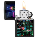 Зажигалка ZIPPO Кибергород с черным матовым покрытием | Cyber City Black Matte, латунь/сталь, черная 38x13x57 мм для нанесения логотипа