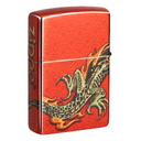 Зажигалка ZIPPO Дракон с покрытием Искусственно состаренная латунь на 540 | Dragon Design 540 Tumbled Brass, латунь/сталь, разноцветная, 38x13x57 мм для нанесения логотипа