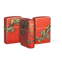 Зажигалка ZIPPO Дракон с покрытием Искусственно состаренная латунь на 540 | Dragon Design 540 Tumbled Brass, латунь/сталь, разноцветная, 38x13x57 мм для нанесения логотипа