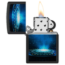 Зажигалка ZIPPO Пламя из НЛО с покрытием черный свет | UFO Flame Black Light, латунь/сталь, черная, матовая, 38x13x57 мм для нанесения логотипа