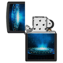 Зажигалка ZIPPO Пламя из НЛО с покрытием черный свет | UFO Flame Black Light, латунь/сталь, черная, матовая, 38x13x57 мм для нанесения логотипа