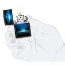Зажигалка ZIPPO Пламя из НЛО с покрытием черный свет | UFO Flame Black Light, латунь/сталь, черная, матовая, 38x13x57 мм для нанесения логотипа