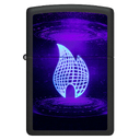 Зажигалка ZIPPO Пламя из НЛО с покрытием черный свет | UFO Flame Black Light, латунь/сталь, черная, матовая, 38x13x57 мм для нанесения логотипа