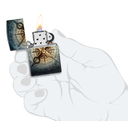 Зажигалка ZIPPO Призрачный компас с покрытием, светящимся в темноте зеленым | Compass Ghost Glow In The Dark Green, латунь/сталь, черная, 38x13x57 мм для нанесения логотипа