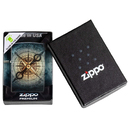 Зажигалка ZIPPO Призрачный компас с покрытием, светящимся в темноте зеленым | Compass Ghost Glow In The Dark Green, латунь/сталь, черная, 38x13x57 мм для нанесения логотипа