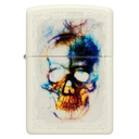 Зажигалка ZIPPO Череп с покрытием, светящимся в темноте зеленым | Skull Design Glow In The Dark Green, латунь/сталь, белая, 38x13x57 мм для нанесения логотипа
