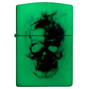 Зажигалка ZIPPO Череп с покрытием, светящимся в темноте зеленым | Skull Design Glow In The Dark Green, латунь/сталь, белая, 38x13x57 мм для нанесения логотипа