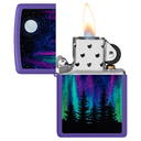 Зажигалка ZIPPO Ночь в лесу с фиолетовым матовым покрытием | Night In The Forest Purple Matte, латунь/сталь, фиолетовая, 38x13x57 мм для нанесения логотипа