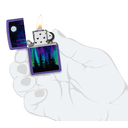 Зажигалка ZIPPO Ночь в лесу с фиолетовым матовым покрытием | Night In The Forest Purple Matte, латунь/сталь, фиолетовая, 38x13x57 мм для нанесения логотипа