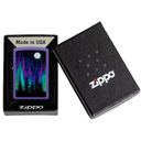 Зажигалка ZIPPO Ночь в лесу с фиолетовым матовым покрытием | Night In The Forest Purple Matte, латунь/сталь, фиолетовая, 38x13x57 мм для нанесения логотипа