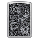Зажигалка ZIPPO Джунгли с покрытием поцарапанный хром | Jungle Design Street Chrome, латунь/сталь, серебристая, 38x13x57 мм для нанесения логотипа