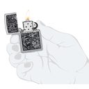 Зажигалка ZIPPO Джунгли с покрытием поцарапанный хром | Jungle Design Street Chrome, латунь/сталь, серебристая, 38x13x57 мм для нанесения логотипа