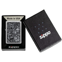Зажигалка ZIPPO Джунгли с покрытием поцарапанный хром | Jungle Design Street Chrome, латунь/сталь, серебристая, 38x13x57 мм для нанесения логотипа