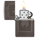 Зажигалка ZIPPO Armor® Пламя с покрытием черный лед | Armor® Flame Pattern Black Ice®, латунь/сталь, чёрная, 29x10x60 мм для нанесения логотипа