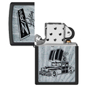 Зажигалка ZIPPO Ретроавтомобиль с черным матовым покрытием | Car Design Black Matte, латунь/сталь, черная, 38x13x57 мм для нанесения логотипа