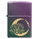 Зажигалка ZIPPO Лотос под луной с зелено-фиолетовым покрытием | Lotus Moon Iridescent, латунь/сталь, черная, 38x13x57 мм для нанесения логотипа
