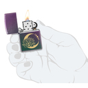 Зажигалка ZIPPO Лотос под луной с зелено-фиолетовым покрытием | Lotus Moon Iridescent, латунь/сталь, черная, 38x13x57 мм для нанесения логотипа