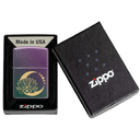 Зажигалка ZIPPO Лотос под луной с зелено-фиолетовым покрытием | Lotus Moon Iridescent, латунь/сталь, черная, 38x13x57 мм для нанесения логотипа